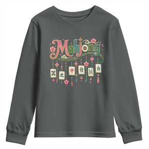 Funny Mahjong Lovers Youth Sweatshirt Funny Mahjong Lovers Chinese Game Floral Vintage Aesthetic Graphic