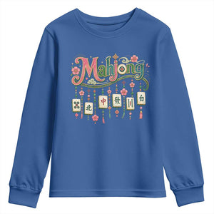 Funny Mahjong Lovers Youth Sweatshirt Funny Mahjong Lovers Chinese Game Floral Vintage Aesthetic Graphic