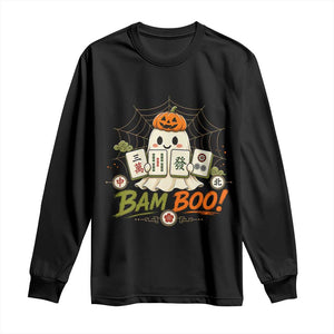 Halloween Ghost Playing Mahjong Spooky Boo Funny Costume Long Sleeve Shirt Mahjong Lover Gift