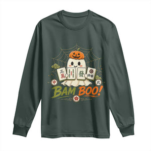 Halloween Ghost Playing Mahjong Spooky Boo Funny Costume Long Sleeve Shirt Mahjong Lover Gift