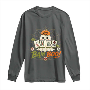 Halloween Ghost Playing Mahjong Spooky Boo Funny Costume Long Sleeve Shirt Mahjong Lover Gift