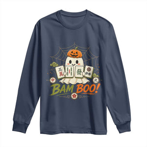 Halloween Ghost Playing Mahjong Spooky Boo Funny Costume Long Sleeve Shirt Mahjong Lover Gift