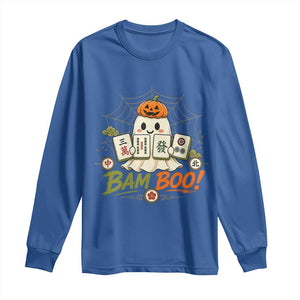 Halloween Ghost Playing Mahjong Spooky Boo Funny Costume Long Sleeve Shirt Mahjong Lover Gift