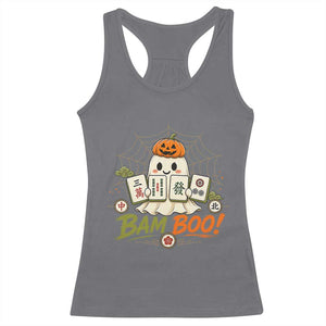 Halloween Ghost Playing Mahjong Spooky Boo Funny Costume Racerback Tank Top Mahjong Lover Gift