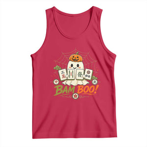 Halloween Ghost Playing Mahjong Spooky Boo Funny Costume Tank Top Mahjong Lover Gift