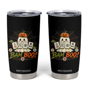 Halloween Ghost Playing Mahjong Spooky Boo Funny Costume Tumbler Cup Mahjong Lover Gift