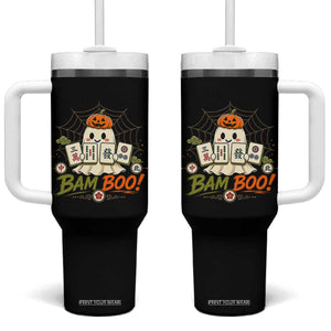 Halloween Ghost Playing Mahjong Spooky Boo Funny Costume Tumbler With Handle Mahjong Lover Gift