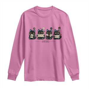 Black Cat Mahjong Lover Cute Graphic Long Sleeve Shirt