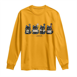 Black Cat Mahjong Lover Cute Graphic Long Sleeve Shirt