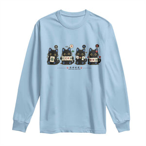 Black Cat Mahjong Lover Cute Graphic Long Sleeve Shirt