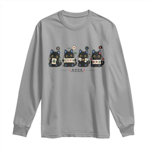 Black Cat Mahjong Lover Cute Graphic Long Sleeve Shirt