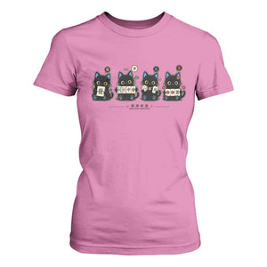 Black Cat Mahjong Lover Cute Graphic T Shirt For Women