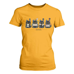 Black Cat Mahjong Lover Cute Graphic T Shirt For Women