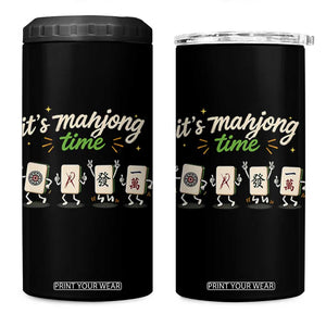 Its Mahjong Time 4 in 1 Can Cooler Tumbler Funny Cartoon Mahjong Tiles Gathering Game Night