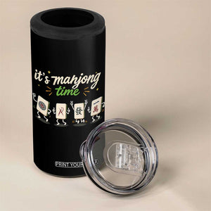 Its Mahjong Time 4 in 1 Can Cooler Tumbler Funny Cartoon Mahjong Tiles Gathering Game Night