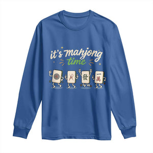 Its Mahjong Time Long Sleeve Shirt Funny Cartoon Mahjong Tiles Gathering Game Night TS10 Royal Blue Print Your Wear