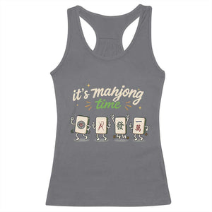Its Mahjong Time Racerback Tank Top Funny Cartoon Mahjong Tiles Gathering Game Night TS10 Charcoal Print Your Wear