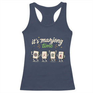 Its Mahjong Time Racerback Tank Top Funny Cartoon Mahjong Tiles Gathering Game Night TS10 Navy Print Your Wear