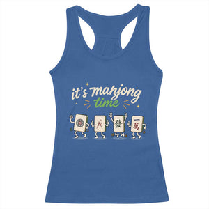Its Mahjong Time Racerback Tank Top Funny Cartoon Mahjong Tiles Gathering Game Night TS10 Royal Blue Print Your Wear
