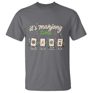 Its Mahjong Time T Shirt Funny Cartoon Mahjong Tiles Gathering Game Night TS10 Charcoal Print Your Wear