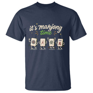 Its Mahjong Time T Shirt Funny Cartoon Mahjong Tiles Gathering Game Night TS10 Navy Print Your Wear