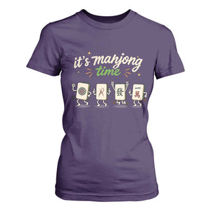 Its Mahjong Time T Shirt For Women Funny Cartoon Mahjong Tiles Gathering Game Night TS10 Purple Print Your Wear