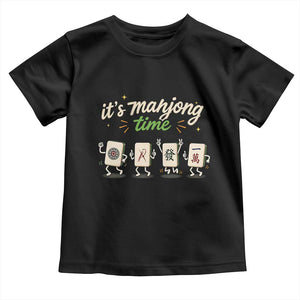 Its Mahjong Time Toddler T Shirt Funny Cartoon Mahjong Tiles Gathering Game Night TS10 Black Print Your Wear