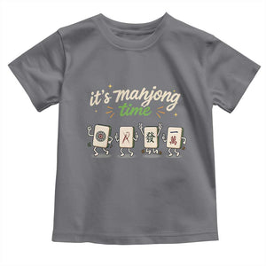 Its Mahjong Time Toddler T Shirt Funny Cartoon Mahjong Tiles Gathering Game Night TS10 Charcoal Print Your Wear