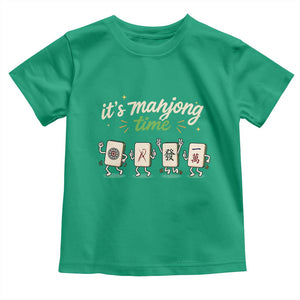 Its Mahjong Time Toddler T Shirt Funny Cartoon Mahjong Tiles Gathering Game Night TS10 Irish Green Print Your Wear
