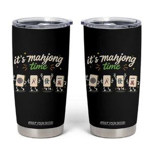 Its Mahjong Time Tumbler Cup Funny Cartoon Mahjong Tiles Gathering Game Night