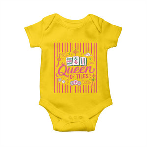 Queen Of Tiles Pink Mahjong Lover Game Night Graphic Baby Onesie