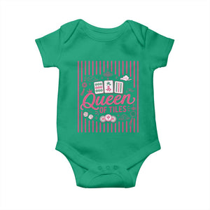 Queen Of Tiles Pink Mahjong Lover Game Night Graphic Baby Onesie
