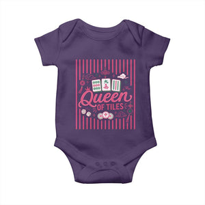 Queen Of Tiles Pink Mahjong Lover Game Night Graphic Baby Onesie