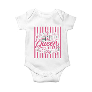 Queen Of Tiles Pink Mahjong Lover Game Night Graphic Baby Onesie
