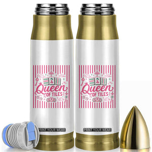 Queen Of Tiles Pink Mahjong Lover Game Night Graphic Bullet Tumbler TS10 White Print Your Wear