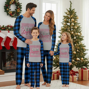 Queen Of Tiles Pink Mahjong Lover Game Night Graphic Plaid Pajama Set