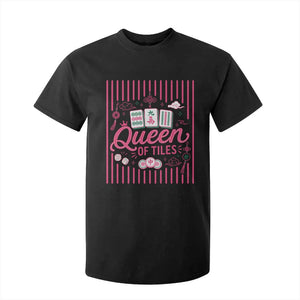 Queen Of Tiles Pink Mahjong Lover Game Night Graphic T Shirt For Kid