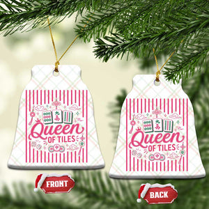Queen Of Tiles Pink Mahjong Lover Game Night Graphic Ceramic Ornament