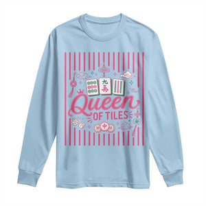 Queen Of Tiles Pink Mahjong Lover Game Night Graphic Long Sleeve Shirt