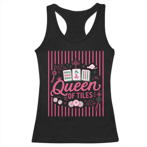 Queen Of Tiles Pink Mahjong Lover Game Night Graphic Racerback Tank Top