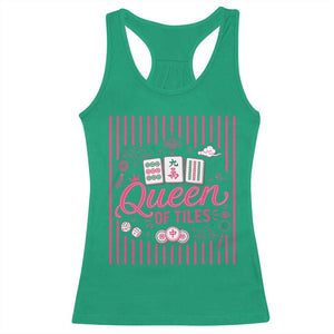 Queen Of Tiles Pink Mahjong Lover Game Night Graphic Racerback Tank Top