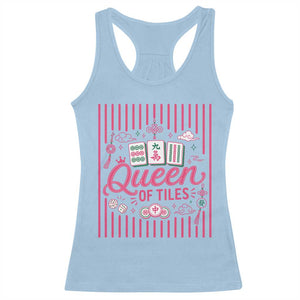 Queen Of Tiles Pink Mahjong Lover Game Night Graphic Racerback Tank Top