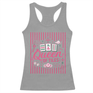 Queen Of Tiles Pink Mahjong Lover Game Night Graphic Racerback Tank Top