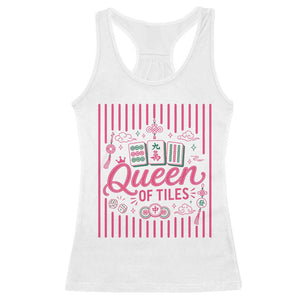 Queen Of Tiles Pink Mahjong Lover Game Night Graphic Racerback Tank Top