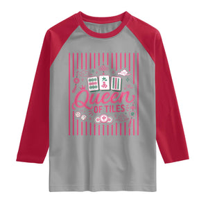 Queen Of Tiles Pink Mahjong Lover Game Night Graphic Raglan Shirt