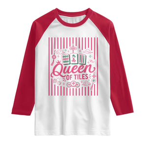 Queen Of Tiles Pink Mahjong Lover Game Night Graphic Raglan Shirt