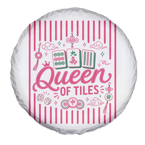 Queen Of Tiles Pink Mahjong Lover Game Night Graphic Spare Tire Cover TS10 Print Your Wear