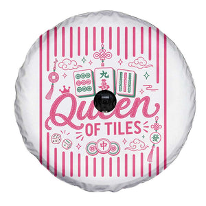Queen Of Tiles Pink Mahjong Lover Game Night Graphic Spare Tire Cover TS10 Print Your Wear