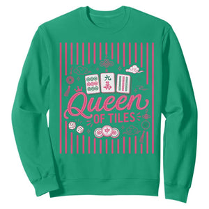 Queen Of Tiles Pink Mahjong Lover Game Night Graphic Sweatshirt