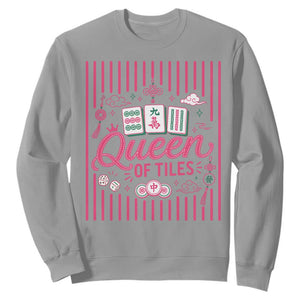 Queen Of Tiles Pink Mahjong Lover Game Night Graphic Sweatshirt